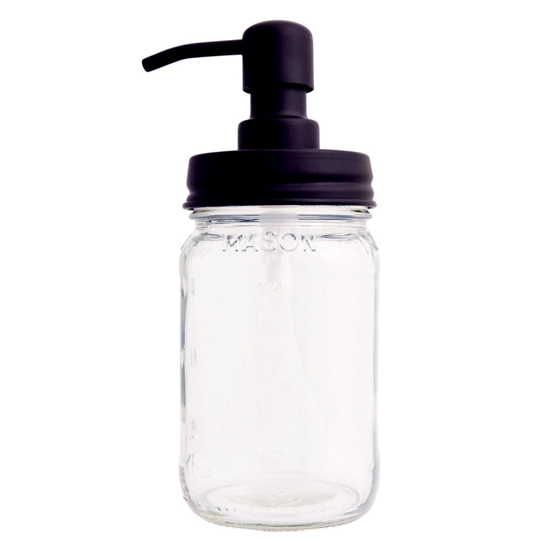 Earth'sAromatique GlassJarSoapDispenser ClassicFarmhouseMasonJar BlackPump