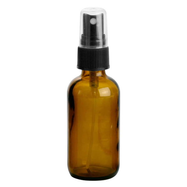 Earth'sAromatique AmberGlassBottle with BlackFineMistSprayer 2oz
