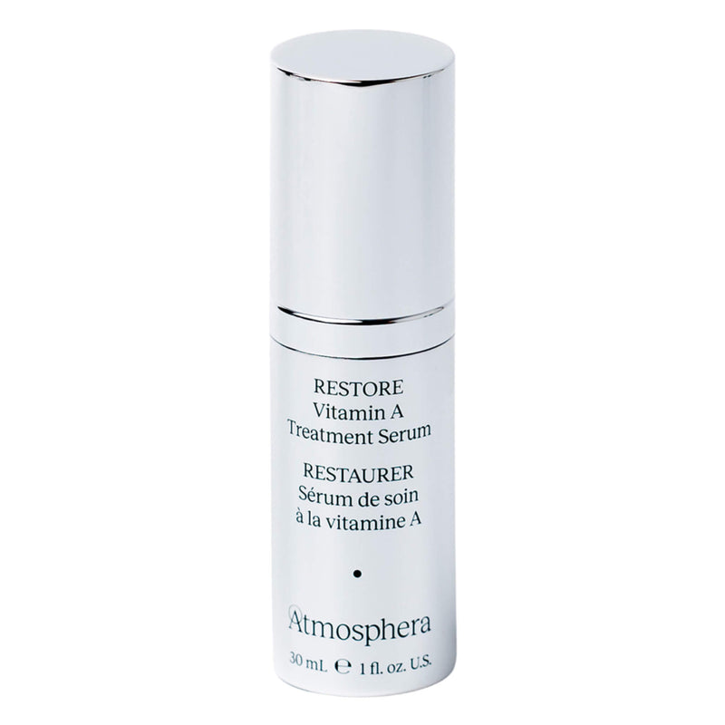 Bottle of Atmosphera Restore Advanced Treatment Serum with 0.1% Retinal + 5% Niacinamide 30ml