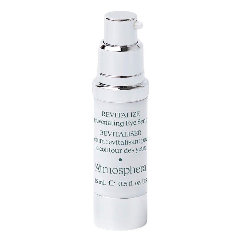 Bottle of Atmosphera Revitalize Rejuvenating Eye Serum with Niacinamide + Peptides 15ml