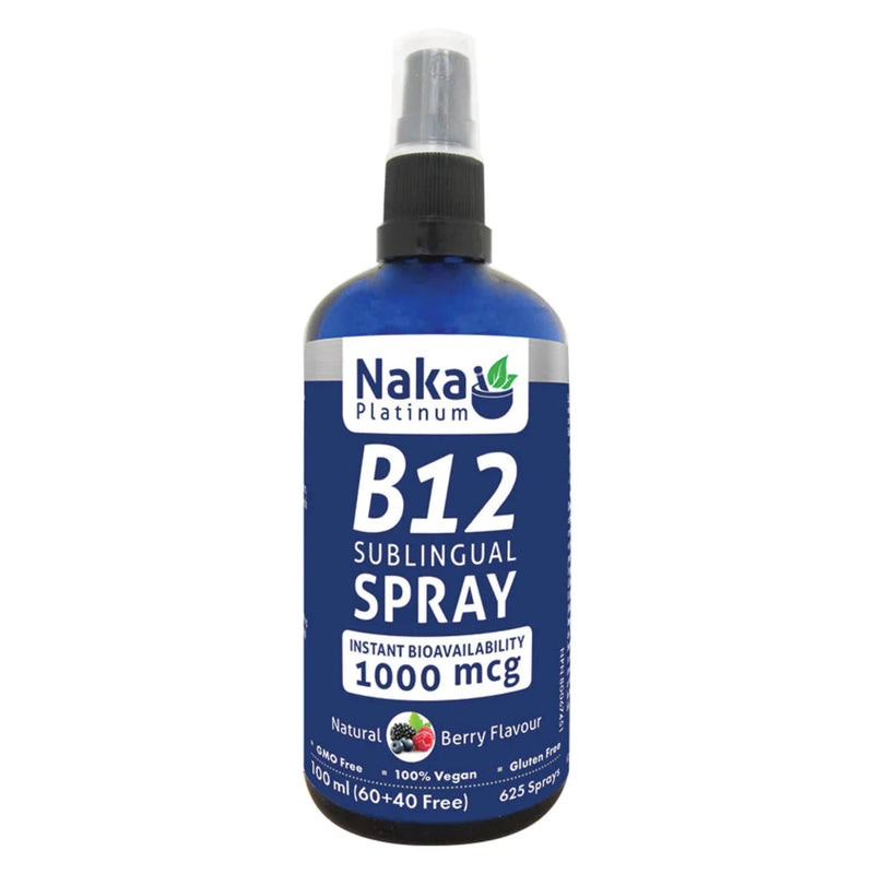 SprayBottle of Naka B12 SublingualSpray 1000mcg NaturalBerryFlavour 100ml