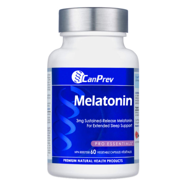 Bottle of CanPrev Melatonin Sustained Release 3mg 60 Vegetable Capsules