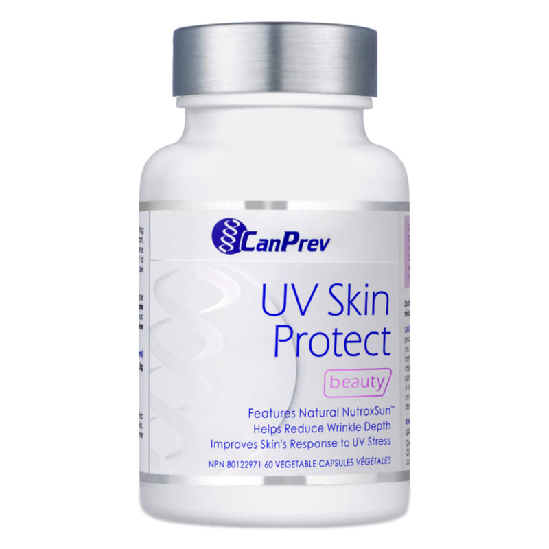 Bottle of CanPrev UVSkinProtect 60VegetableCapsules