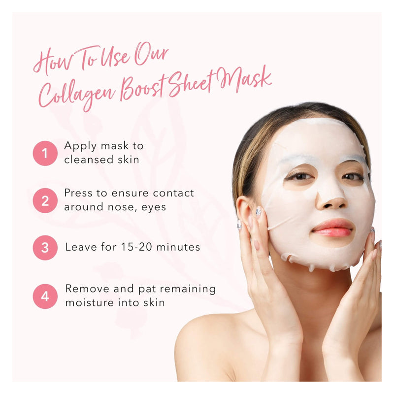 100% Pure Collagen Boost Sheet Mask Use
