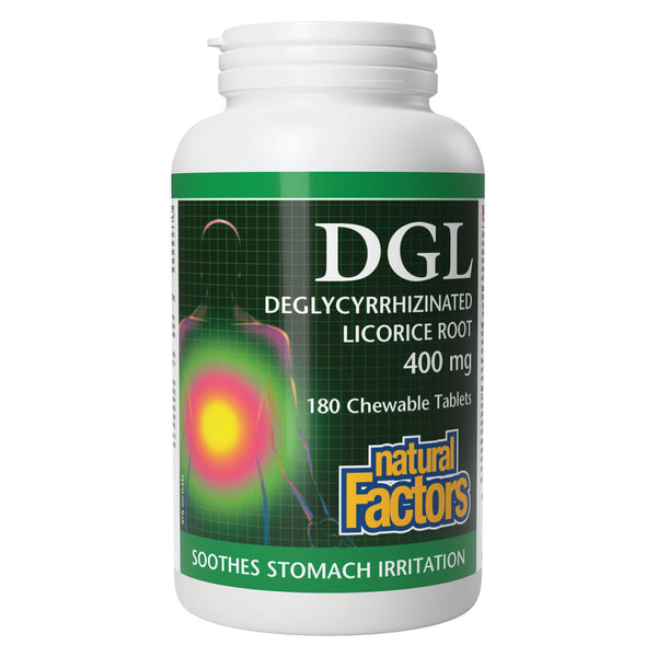 Bottle of NaturalFactors DGL 400mg 180ChewableTablets