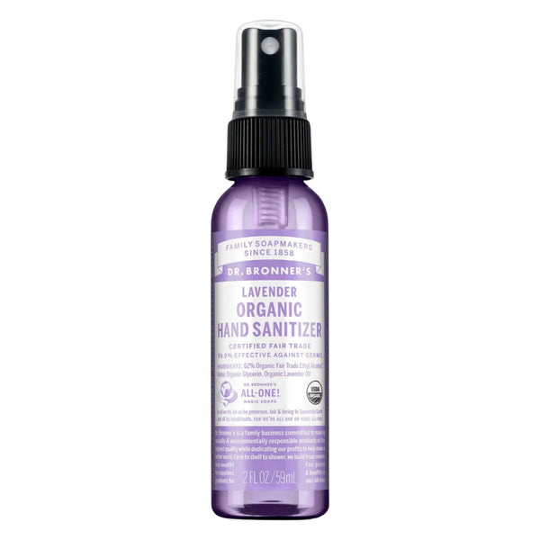 Spray Bottle of Dr. Bronner's Organic Hand Sanitizer Lavender 2oz
