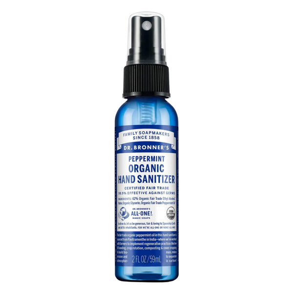 Spray Bottle of Dr. Bronner's Organic Hand Sanitizer Peppermint 2oz
