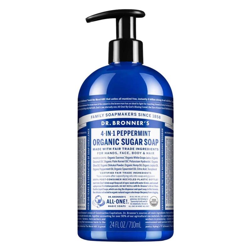 PumpBottle of Dr.Bronner's OrganicSugarSoap Peppermint 710ml