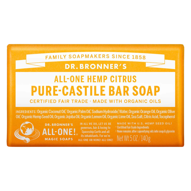 Bar of Dr. Bronner's Pure Castile Bar Soap Citrus 140g
