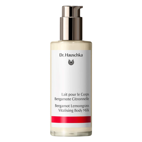 Bottle of Dr. Hauschka Bergamot Lemongrass Vitalising Body Milk 145ml