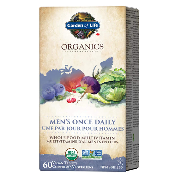 Box of GardenOfLife myKindOrganics Men'sOnceDaily 60VeganTablets