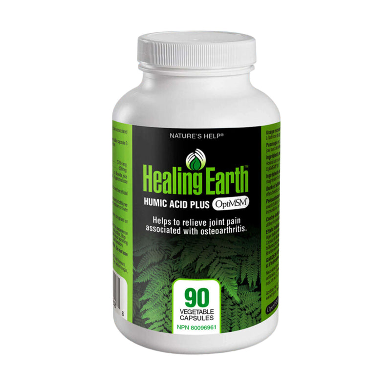 Bottle of HealingEarth HumicAcid Plus OptiMSM 90VegetableCapsules
