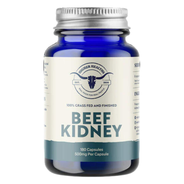 Bottle of Higher Healths Beef Kidney - 100% Grass-Fed, Grass-Finished 180Capsules
