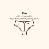 Kim Revol Cares Style Graphic: mid/high rise; lace back cheeky/thong style