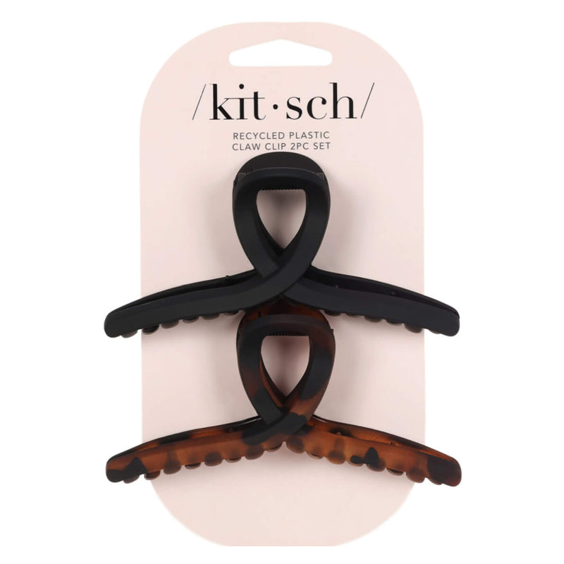 Package of Kitsch RecycledPlastic LargeLoopClaw Black&Tort 2pc
