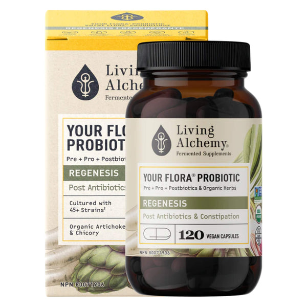 Box&Bottle of LivingAlchemy YourFlora Regenesis 120Capsules
