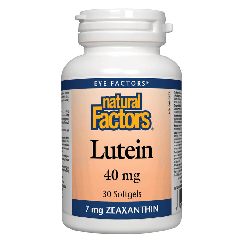 Bottle of Natural Factors Lutein 40 Milligrams 30 Softgels