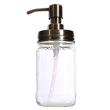 Earth'sAromatique GlassJarSoapDispenser ClassicFarmhouseMasonJar BrassPump