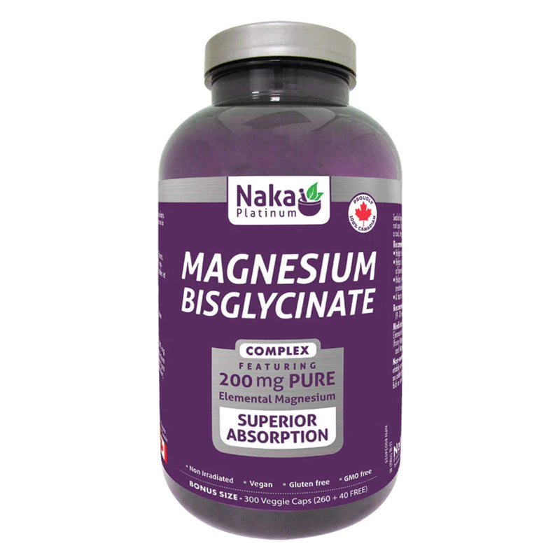 Bottle of Naka Magnesium Bisglycinate Complex 200mg 300 Veggie Caps