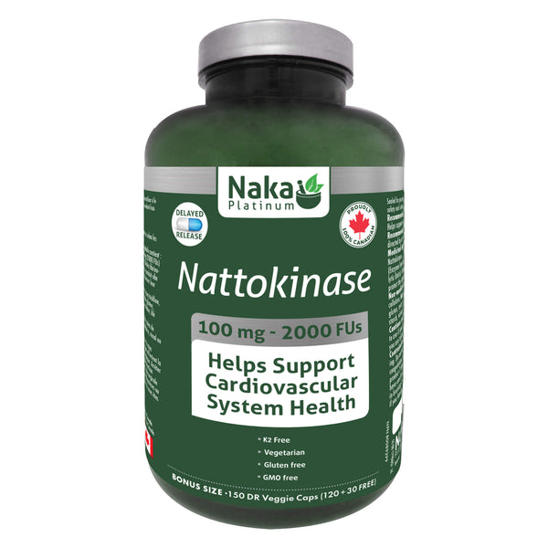 Bottle of Naka Nattokinase 100mg 2000FUs 150VeggieCaps
