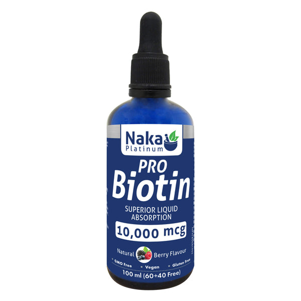 DropperBottle of Naka ProBiotin 10,000mcg NaturalBerryFlavour 100ml