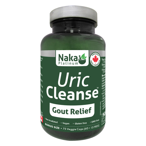 Bottle of Naka UricCleanse GoutRelief 75VeggieCaps