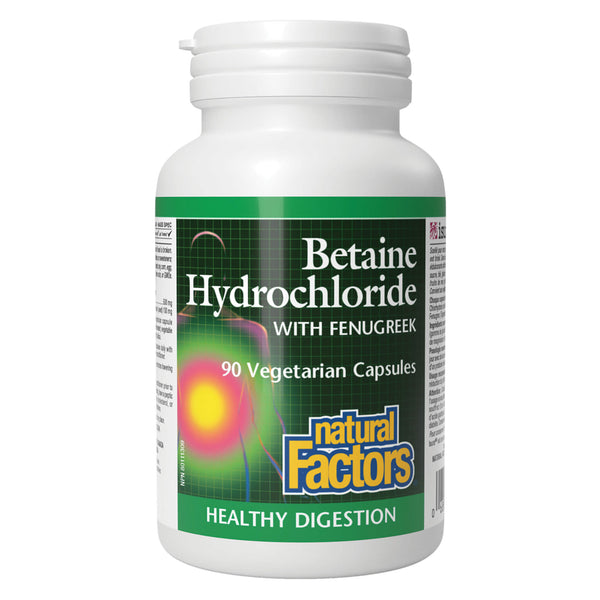 Bottle of Natural Factors Betaine HCL 500mg 90 Capsules
