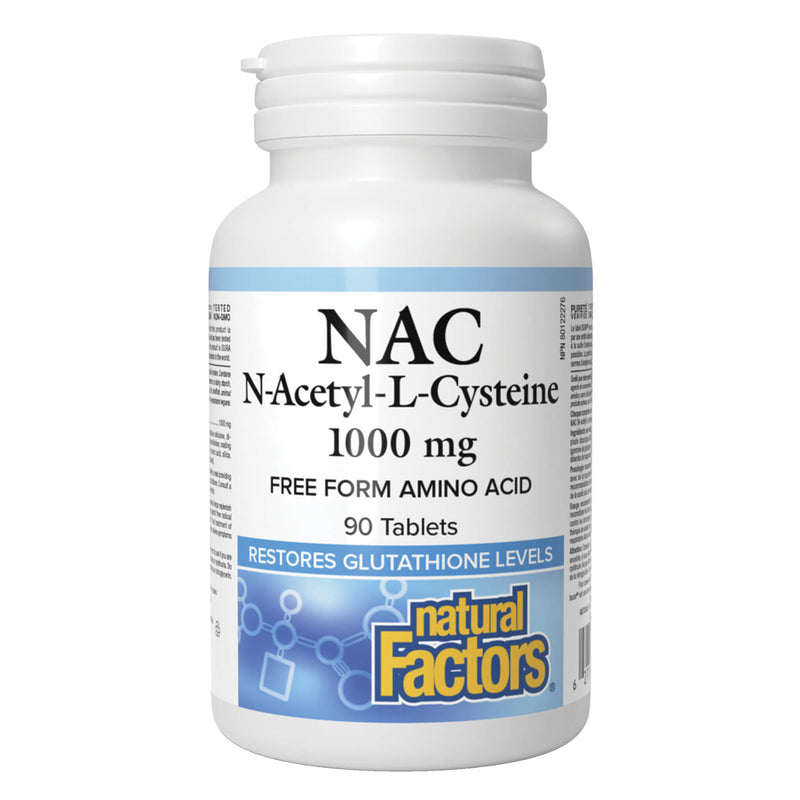 Bottle of Natural Factors N-Acetyl-L-Cysteine 1000mg 90 Tablets