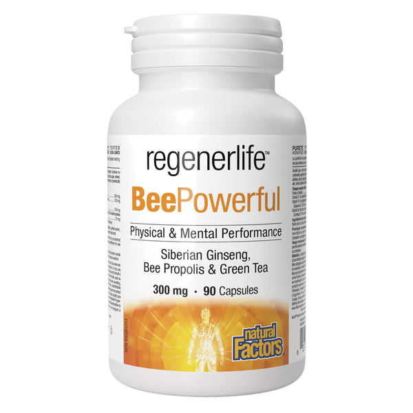 Bottle of NaturalFactors Regenerlife BeePowerful 300mg 90Capsules