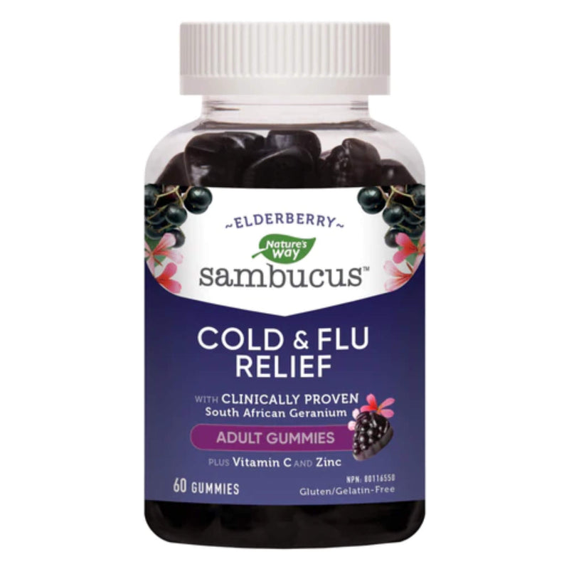 Bottle of Nature's Way GWP Sambucus Cold & Flu Relief 60 Gummies