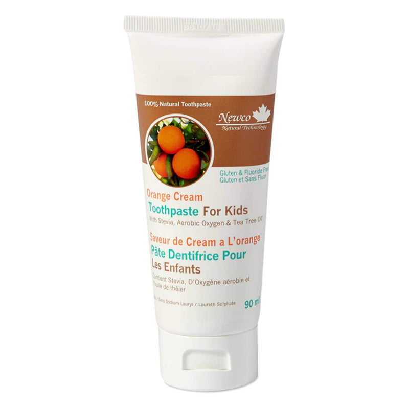 Tube of NewCo Toothpaste For Kids Orange Cream 90ml