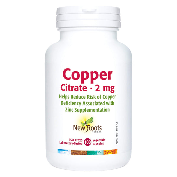 Bottle of NewRoots CopperCitrate 2mg 100Capsules
