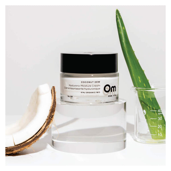 Tub of OMOrganics CoconutDew HyaluronicMoistureCream with Coconut&Aloe