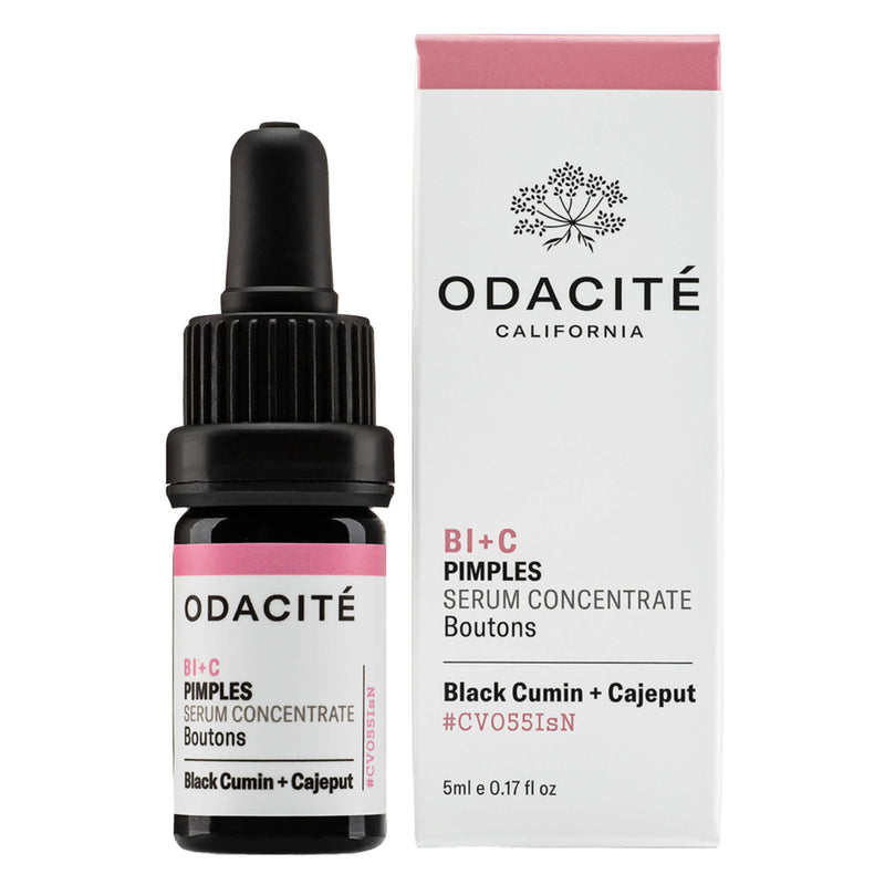 Box and Bottle of Odacite BI+C Pimples BlackCumin+Cajeput SerumConcentrate 5ml 
