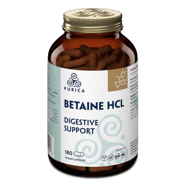 Bottle of Purica Betaine HCL 500mg 180 VeganCapsules