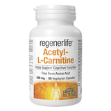 Bottle of Natural Factors Regenerlife Acetyl-L-Carnitine 500mg 90 Vegetarian Capsules