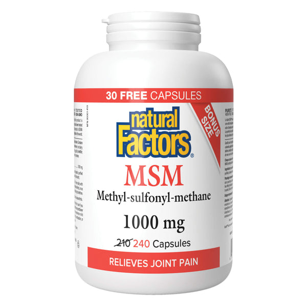 NaturalFactors MSM Methyl-Sulfonyl-Methane 1000mg 240Capsules