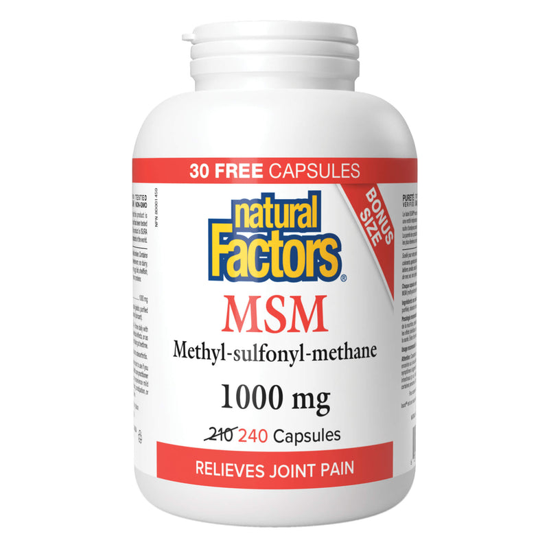 NaturalFactors MSM Methyl-Sulfonyl-Methane 1000mg 240Capsules