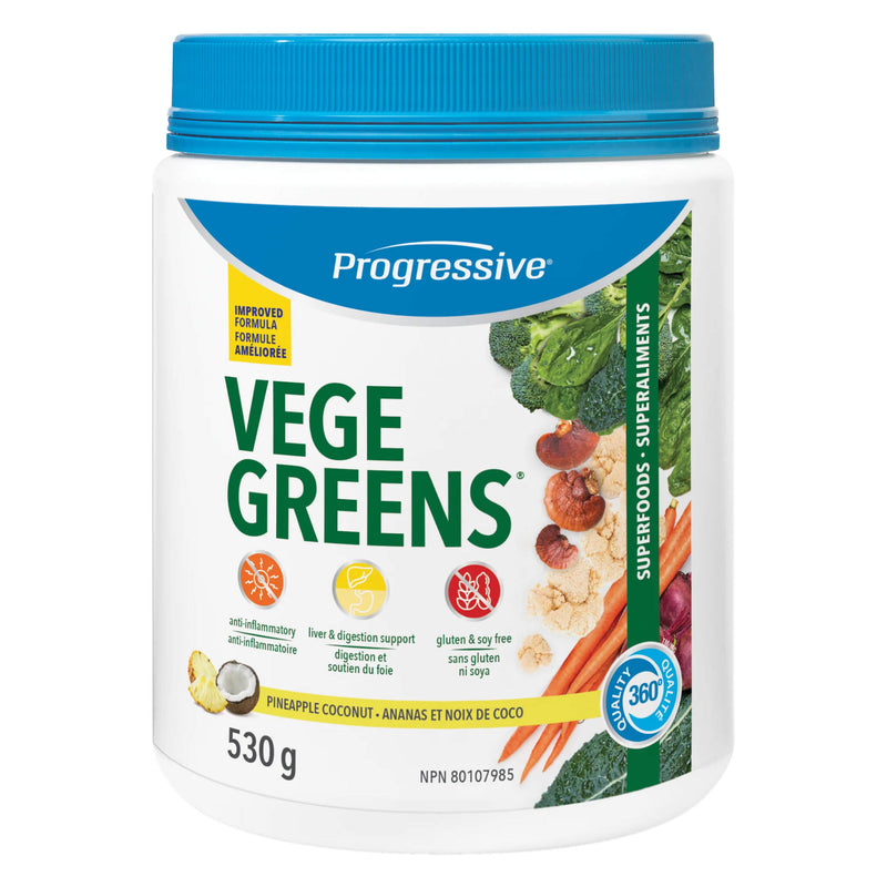 Tub of Progressive Vege Greens New Reformulated Pineapple Coconut 530g