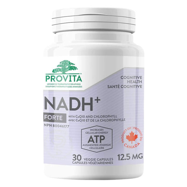 Bottle of Provita NADH + Forte w/CoQ10 & Chlorophyll 30 Veggie Capsules