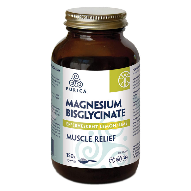 Purica MagnesiumBisglycinate MuscleRelief EffervescentLemon/Lime 150gPowder