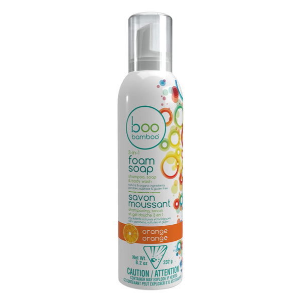 Spray Bottle of Boo Bamboo Kids 3-In-1 Foam Soap Orange 8.2oz/232g