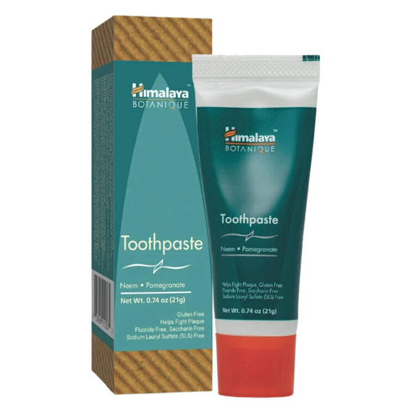 Box & Tube of Himalaya Toothpaste Neem & Pomegranate Travel Size 21g