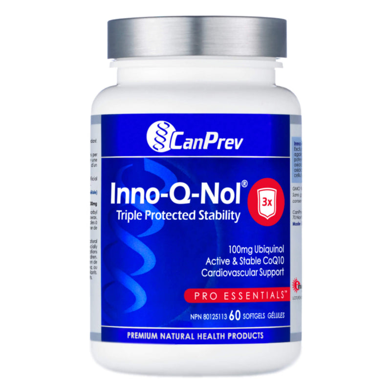 Bottle of CanPrev Inno-Q-Nol (CoQ10 Ubiquinol) 100mg 60 Softgels