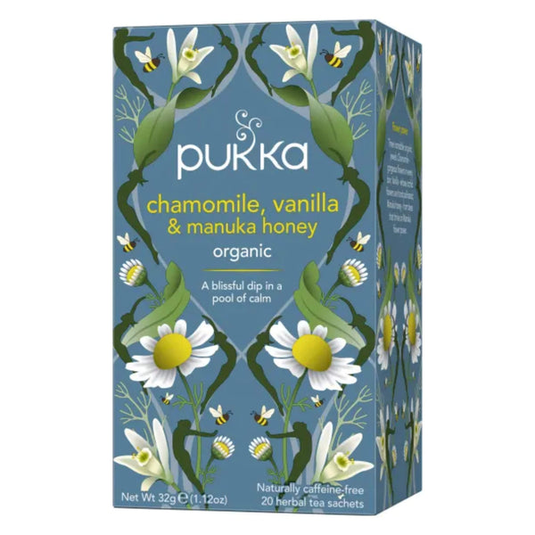 Box of Pukka Chamomile Vanilla & Manuka Honey 20 Tea Bags