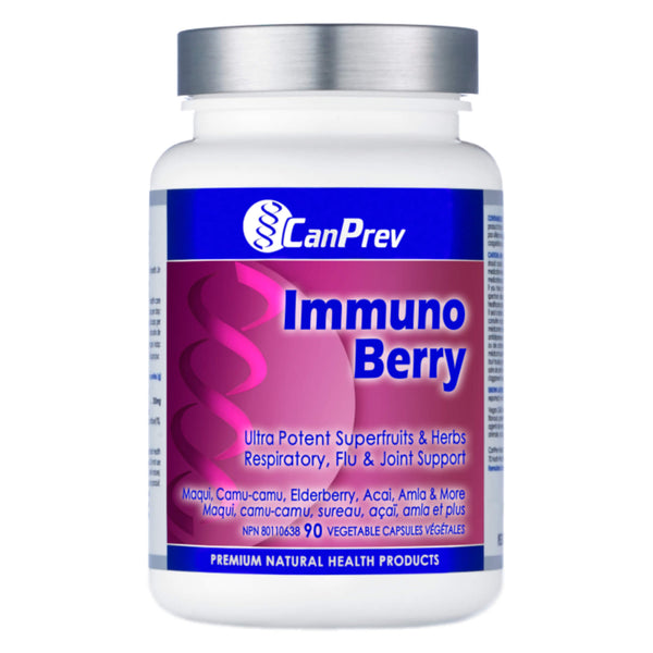 Bottle of CanPrev Immuno Berry 90 Vegetable Capsules