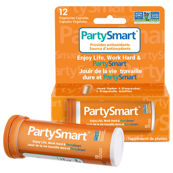 Tube and Package of Himalaya Party Smart 12 Vegetarian Capsules