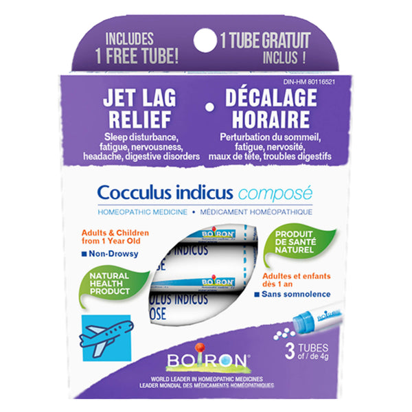 Box of Boiron CocculusIndicus Compose Jet Lag Relief 3 Tubes