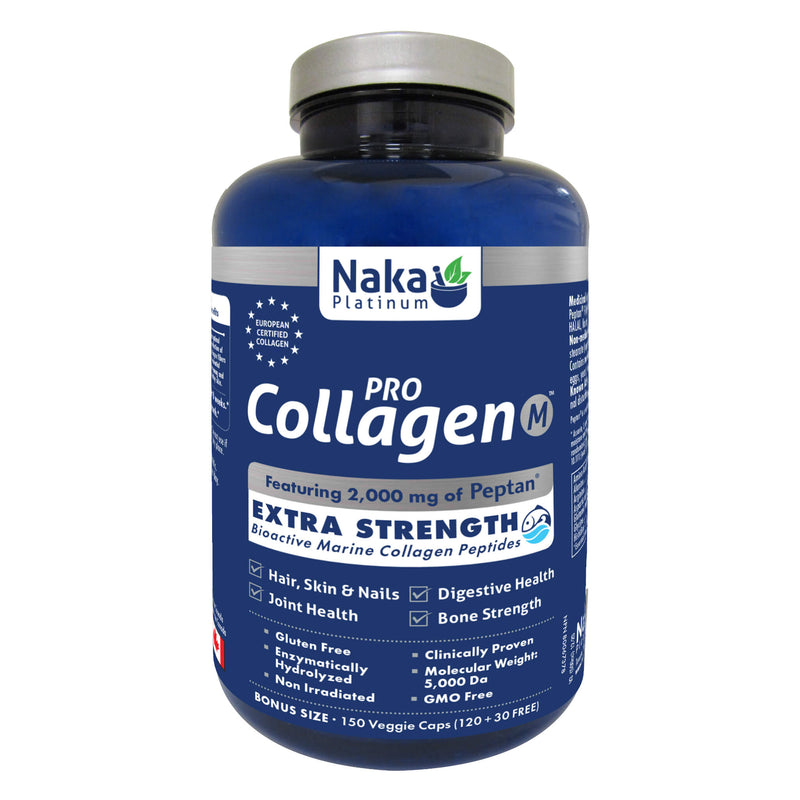 Bottle of Naka ProCollagen 2000mgPeptanMarineCollagen ExtraStrength 150VeggieCaps