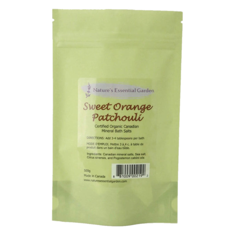 Nature'sEssentialGarden CertifiedOrganicCanadianMineralBathSalts SweetOrangePatchouli 500g